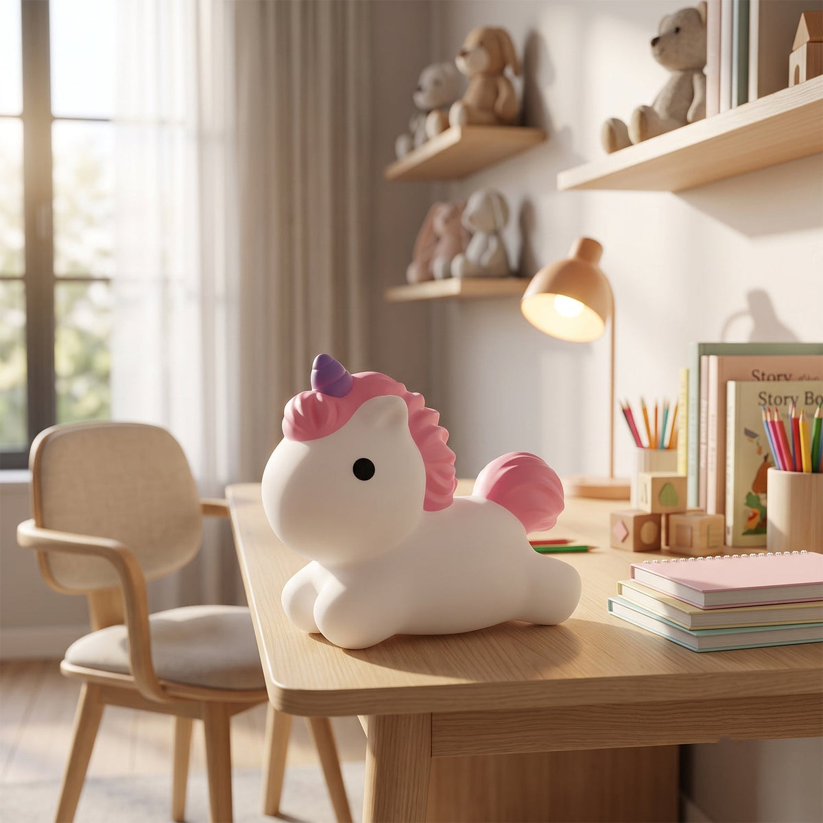Cute unicorn bedside night light for kids rooms and nurseries